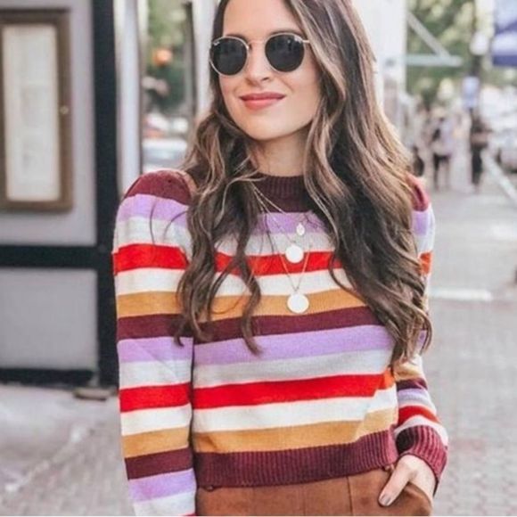 Wayf Sweaters - Wayf Emma Stripe Long Sleeve Sweater Small